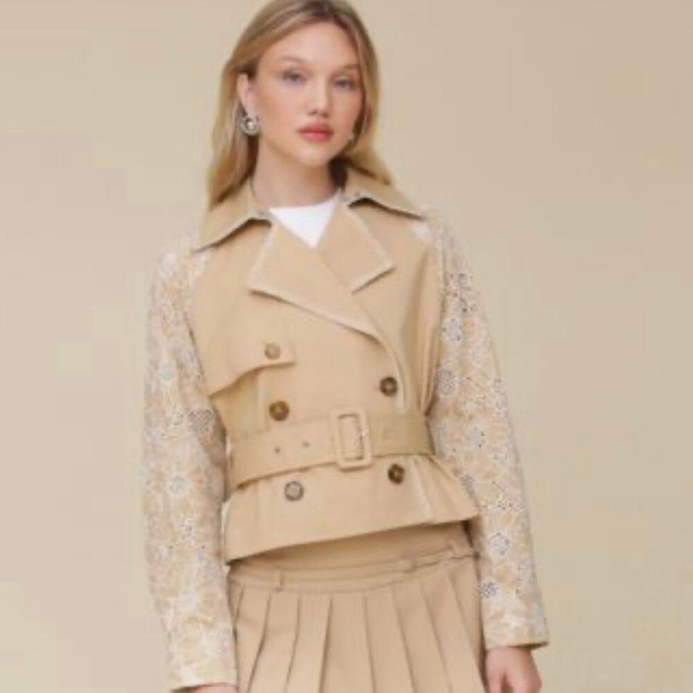 Avec Les Filles Cropped Combo Trench Jacket